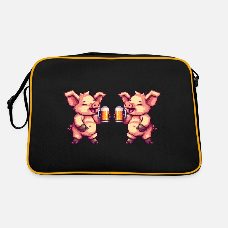 Schwein Team Bier Party Retro Tasche