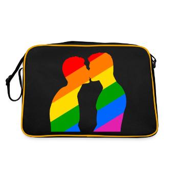 Homoerotic kiss of two men - Retro Bag - black/gold - Back