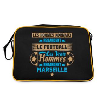les vrais hommes regardent marseille club de foot - Sac Retro - noir/or - Dos