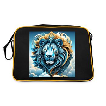 Abstract Portrait of a Lion in the Clouds - Retro Bag - black/gold - Back