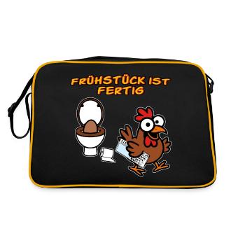 Le poulet fait le petit-déjeuner drôles de poulets - Sac Retro - noir/or - Dos