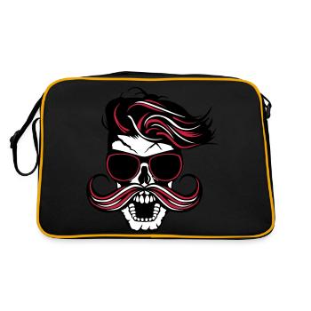 tete de mort hipster fantaisie punk coiffure moust - Retro Bag - black/gold - Back