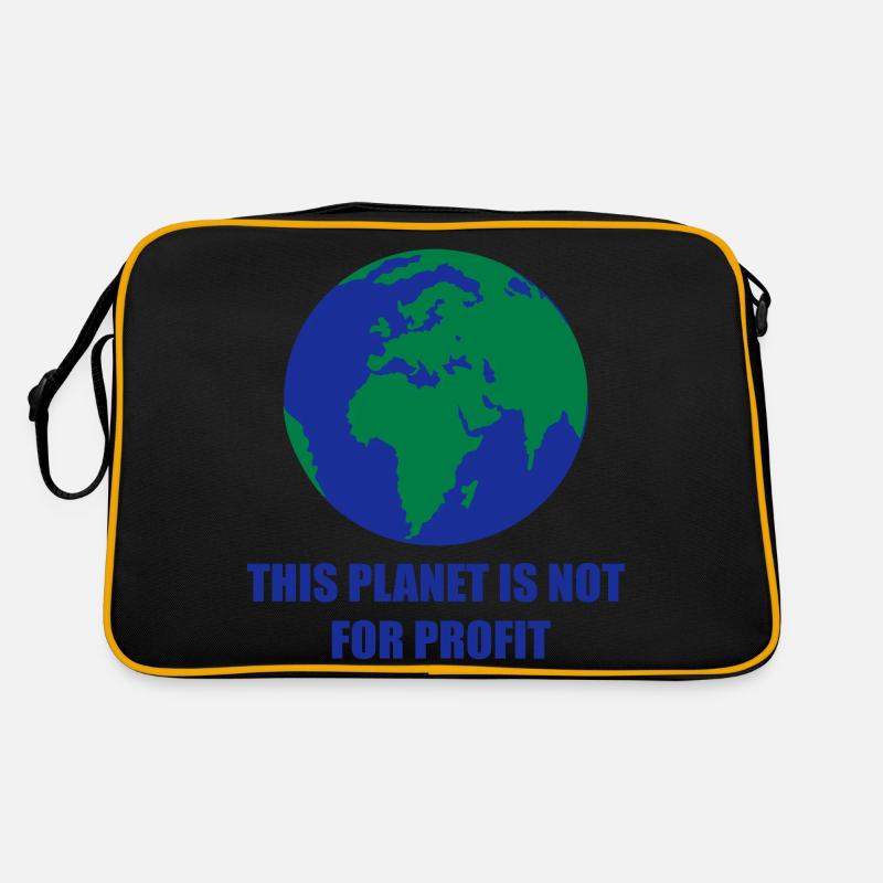 Planet Erde - Retro Tasche - Schwarz/Gold