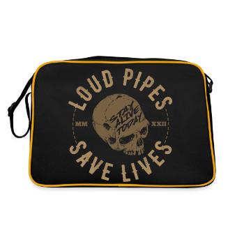 Loud Pipes Save Lives - Retro Tasche - Schwarz/Gold - Hinten