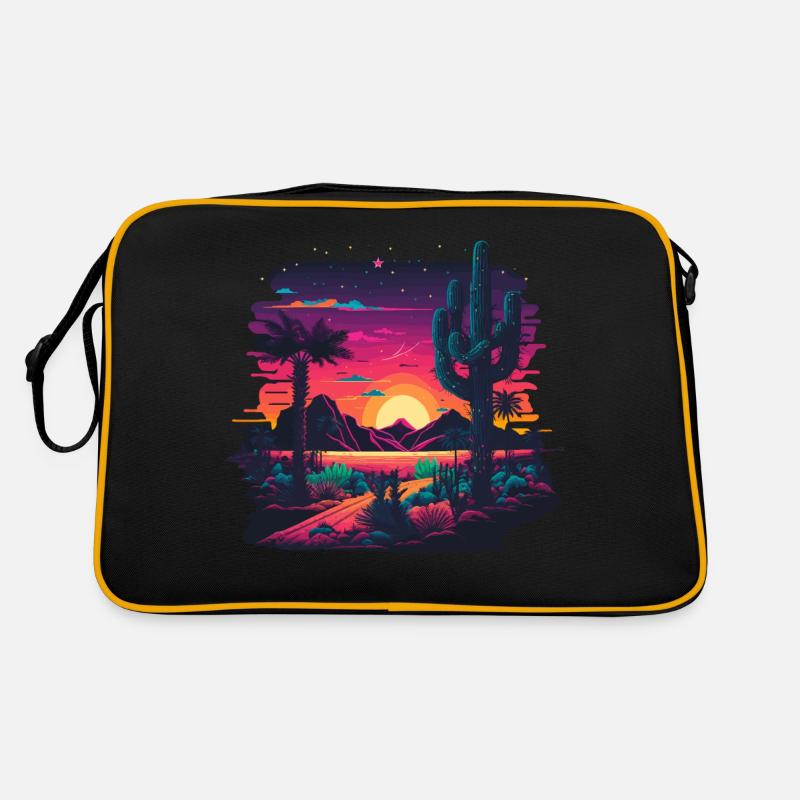 Paysage de néons - Sac Retro - noir/or