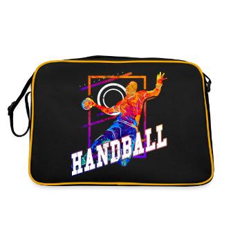 Handball Handballspieler Handballer Vintage Retro - Retro Tasche - Schwarz/Gold - Hinten