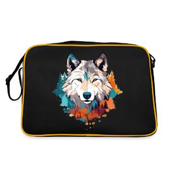 Loup Tête de Loup Prédateur Nature Colorée Nature Nature Nature Art - Sac Retro - noir/or - Dos