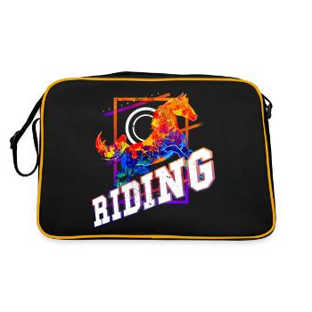 Cavalier Cavalier Saut d’Obstacles Sport Coloré Vintage - Sac Retro - noir/or - Dos