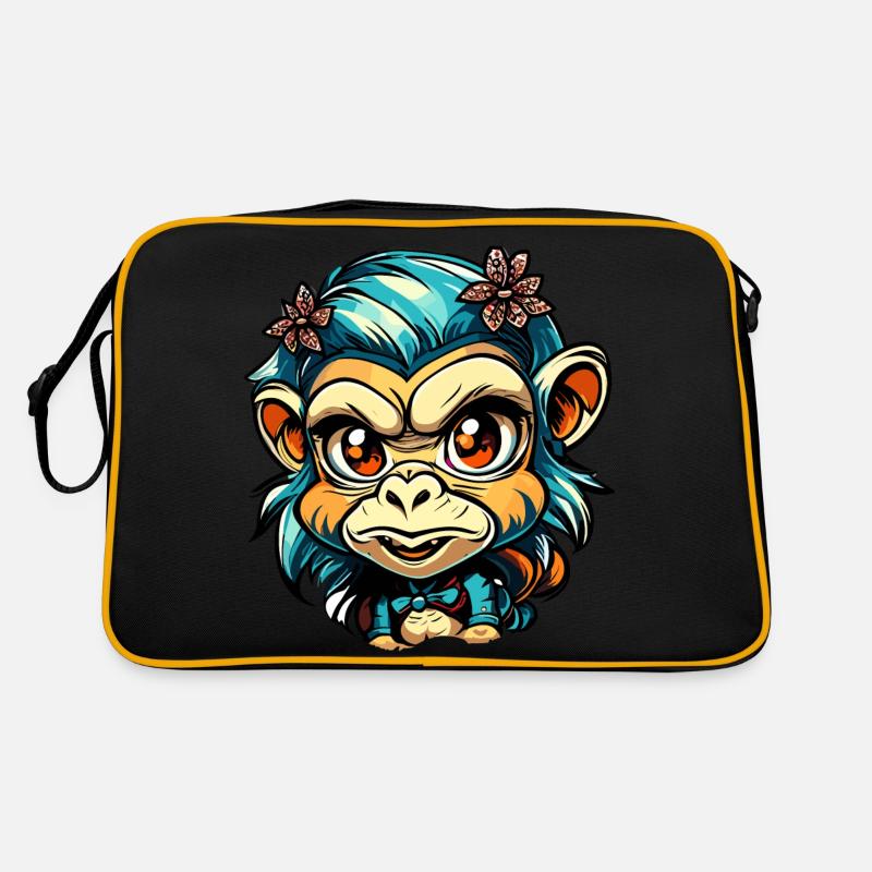 Singe mignon / Fille de singe / Mignon / noeud de cheveux Sac Retro