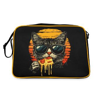 Chat en lunettes de soleil mangeant de la pizza vintage - Sac Retro - noir/or - Dos