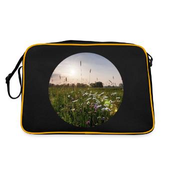 Paysage avec des fleurs au soleil - Sac Retro - noir/or - Dos