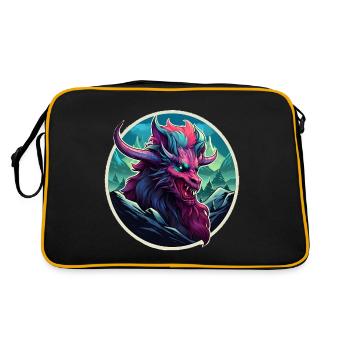 Chinesischer Drache, Dragon - Retro Tasche - Schwarz/Gold - Hinten