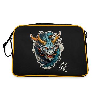 Chinesischer Drache, Dragon - Retro Tasche - Schwarz/Gold - Hinten