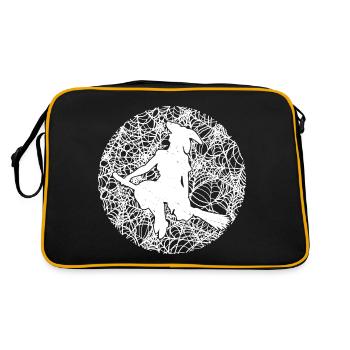 Spooky Spider Web Witchcraft Broomstick Halloween - Retro Bag - black/gold - Back