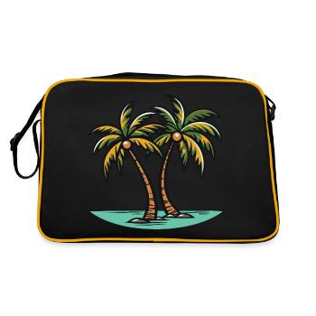 Palmen Insel - Retro Tasche - Schwarz/Gold - Hinten