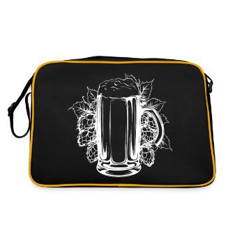 Hops, Malt, Beer, Beer Glass - Retro Bag - black/gold - Back