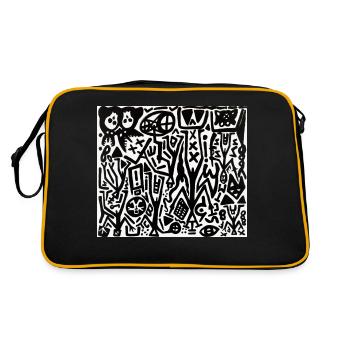 art abstrait - noir et blanc - labyrinthe - Sac Retro - noir/or - Dos