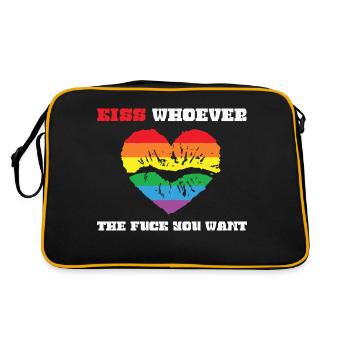 LBGT Flag Gay Pride Kiss whoever you want - Retro Bag - black/gold - Back
