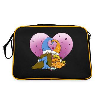 Gnomes Couple for Valentine's Day and Lovers - Retro Bag - black/gold - Back