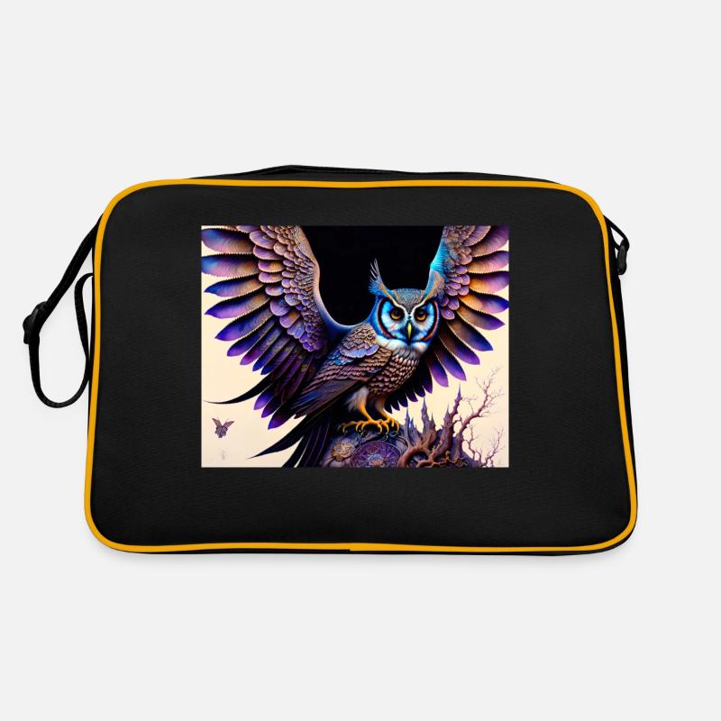 Eule - Retro Tasche - Schwarz/Gold