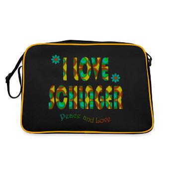 I LOVE SCHLAGER braun, türkis, grün - Retro Tasche - Schwarz/Gold - Hinten