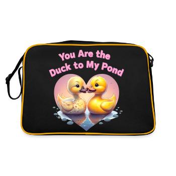 Cute Cartoon Ducks Form Heart Shape At Pond gift - Retro Bag - black/gold - Back