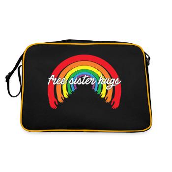 LBGT Flag Gay Pride Human free sister hugs - Retro Bag - black/gold - Back