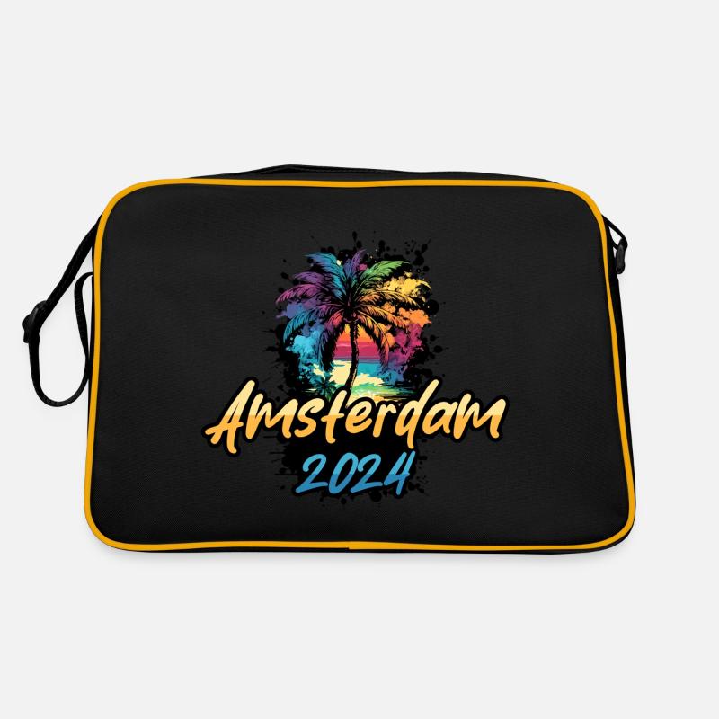 Amsterdam 2024 Palmen Bunt Retro Tasche