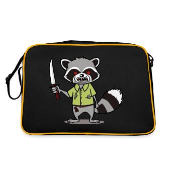 Halloween Zombie Raccoon Gift - Retro Bag - black/gold - Back