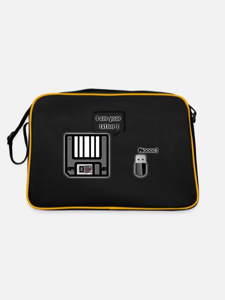 Diskette auf USB-Stick - Retro Tasche - Schwarz/Gold - Hinten