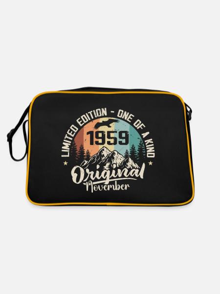 Original November 1959 Geburtstag November 1959 - Retro Tasche - Schwarz/Gold - Hinten