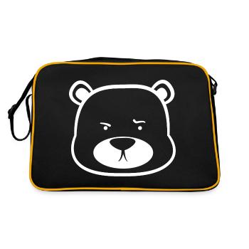 Grimmiges niedliches Bärchen - Retro Tasche - Schwarz/Gold - Hinten