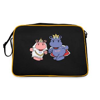 hippo wedding brides groom before gift - Retro Bag - black/gold - Back