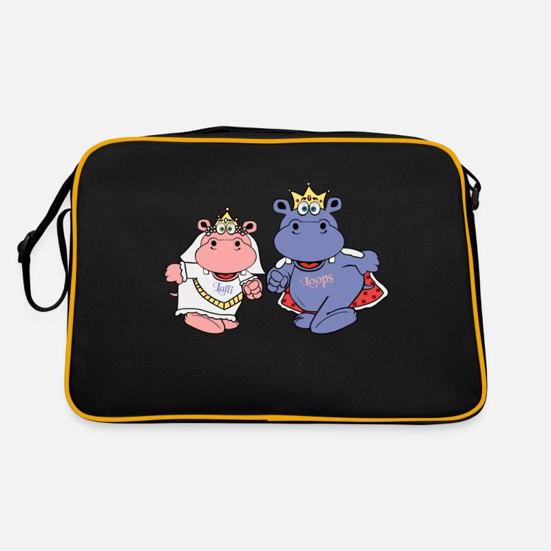 nilpferd hochzeit braut bräutigam ehe geschenk - Retro Tasche - Schwarz/Gold