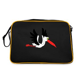 cigogne bébé naissance anniversaire enceinte hochet - Sac Retro - noir/or - Dos