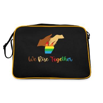 LBGT Flag Gay Pride Human We rise togheter - Retro Bag - black/gold - Back