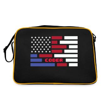 American Flag Coder Coding Computer Nerd - Retro Tasche - Schwarz/Gold - Hinten