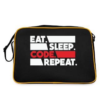 Eat Sleep Code Repeat Programmer Devloper - Retro Tasche - Schwarz/Gold - Hinten