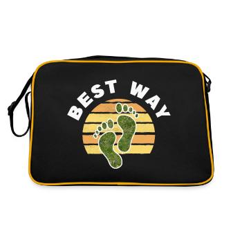 Freedom Steps: Best Way im Sunset - Retro Tasche - Schwarz/Gold - Hinten