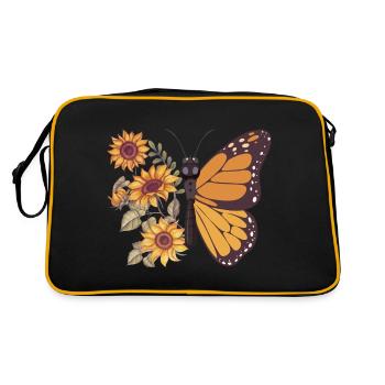 Butterfly Sunflowers - Retro Bag - black/gold - Back