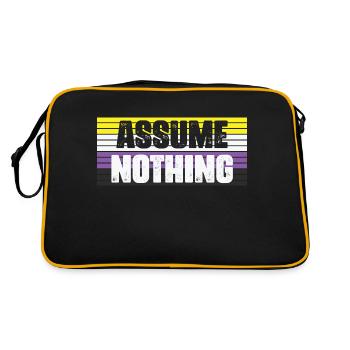 LBGT Flag Gay Pride Human Assume Nothing - Retro Bag - black/gold - Back