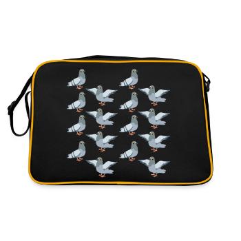 Wildtauben-Musterdesign für Taubenliebhaber - Retro Tasche - Schwarz/Gold - Hinten