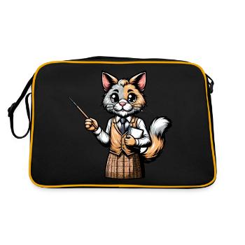 Cute Cat Teacher - Retro Bag - black/gold - Back