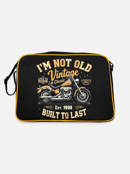 Jahrgang 1998 geboren Motorrad Geburtstag Geschenk - Retro Tasche - Schwarz/Gold