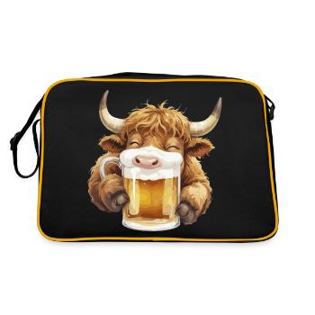 Vache, Bière, Chemise Traditionnelle, Costumes Traditionnels - Sac Retro - noir/or - Dos
