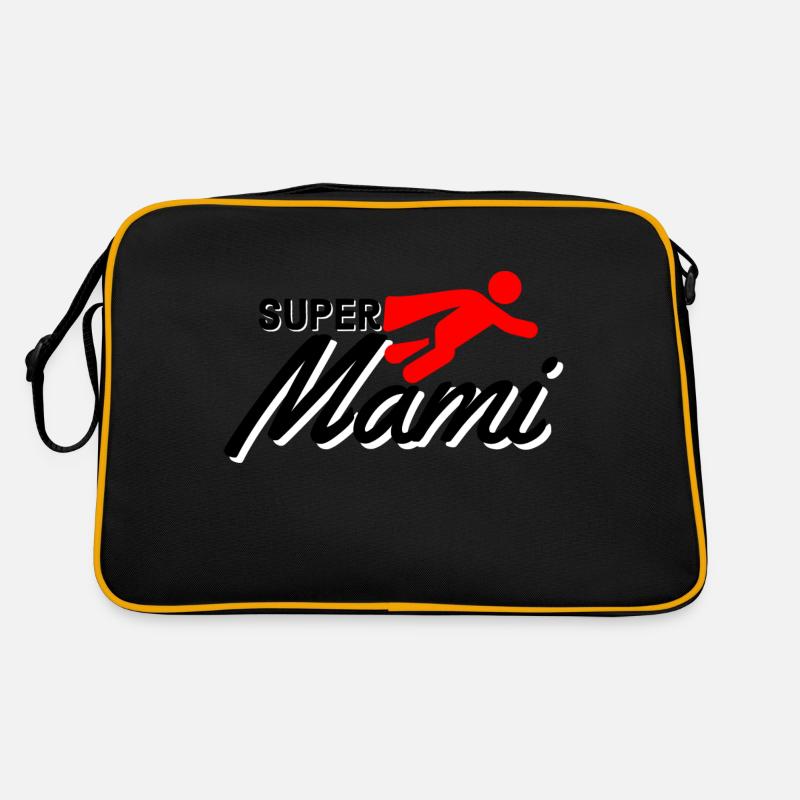 Super Mami Text mit Figur flieger rot Muttertag Retro Tasche