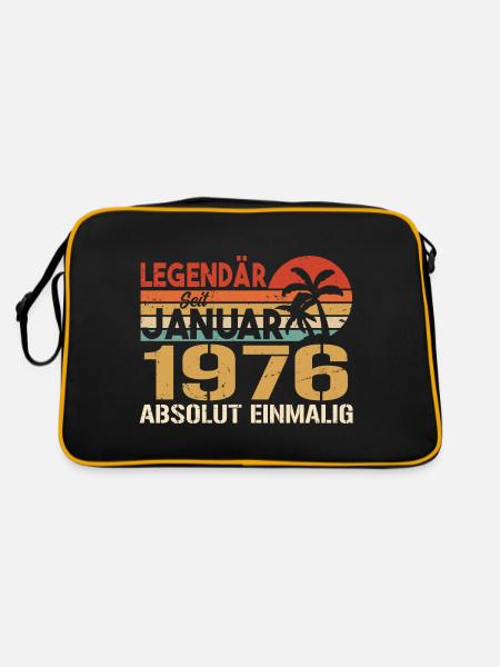 Geburtstagsgeschenk geboren im Januar 1976 - Retro Tasche - Schwarz/Gold