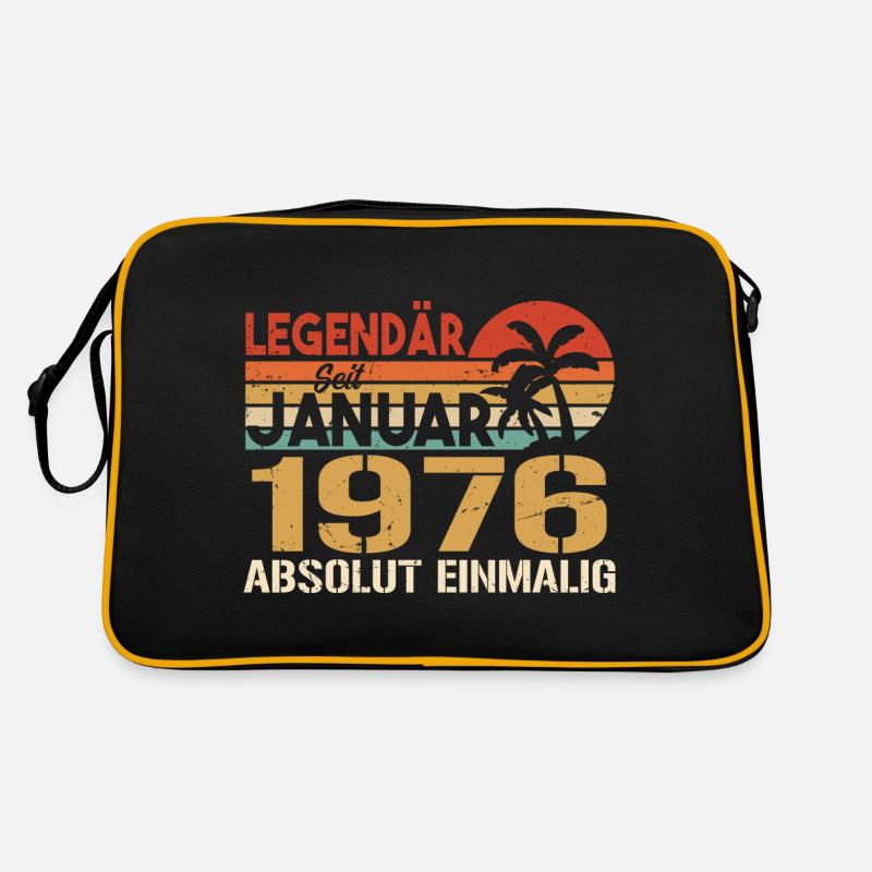 Geburtstagsgeschenk geboren im Januar 1976 - Retro Tasche - Schwarz/Gold