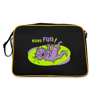 Have Fun! Funny cat motif - Retro Bag - black/gold - Back