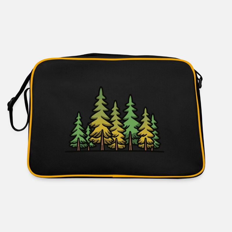 Arbres de la forêt - Sac Retro - noir/or